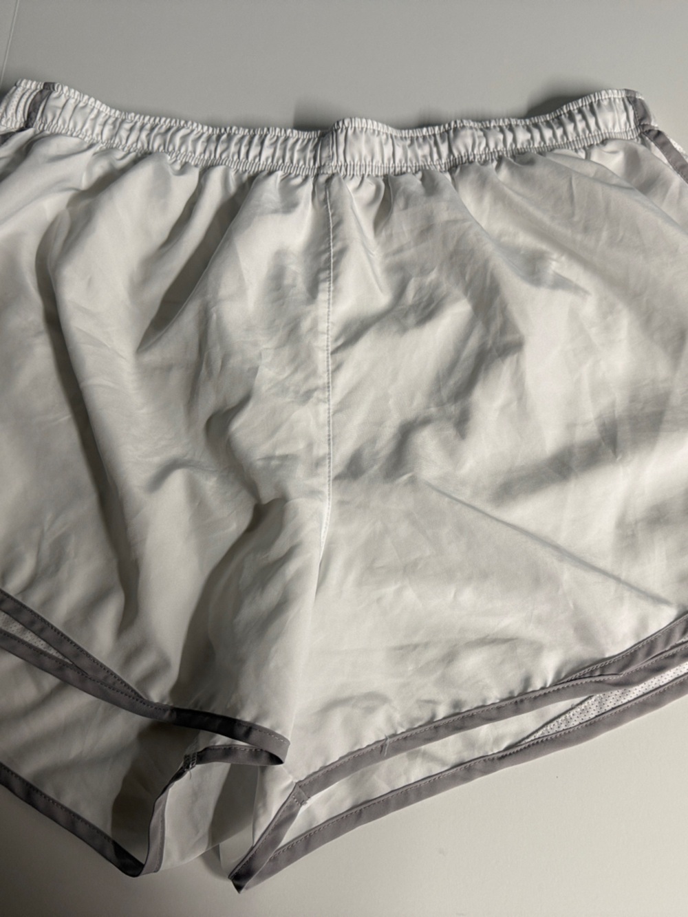 Nike White Athletic Shorts with Gray Trim
